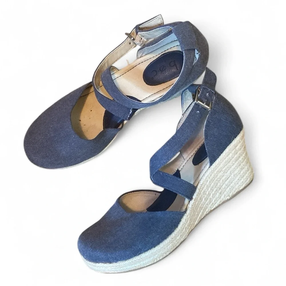 B.o.c Women's Denim Espadrilles Wedge Sandals